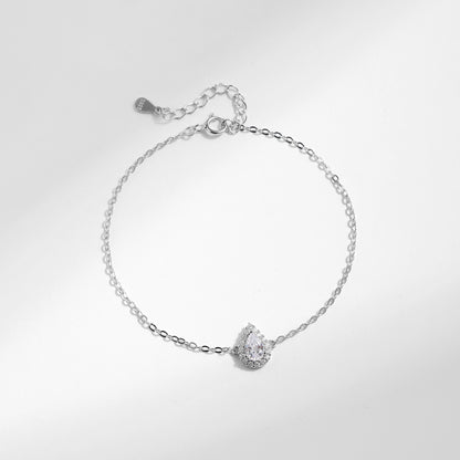 Sterling Silver Elegant Zircon Drop-shaped Diamond Bracelet